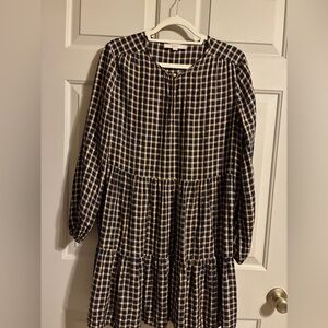 LOFT Navy and Cream Checkered Women’s Dress